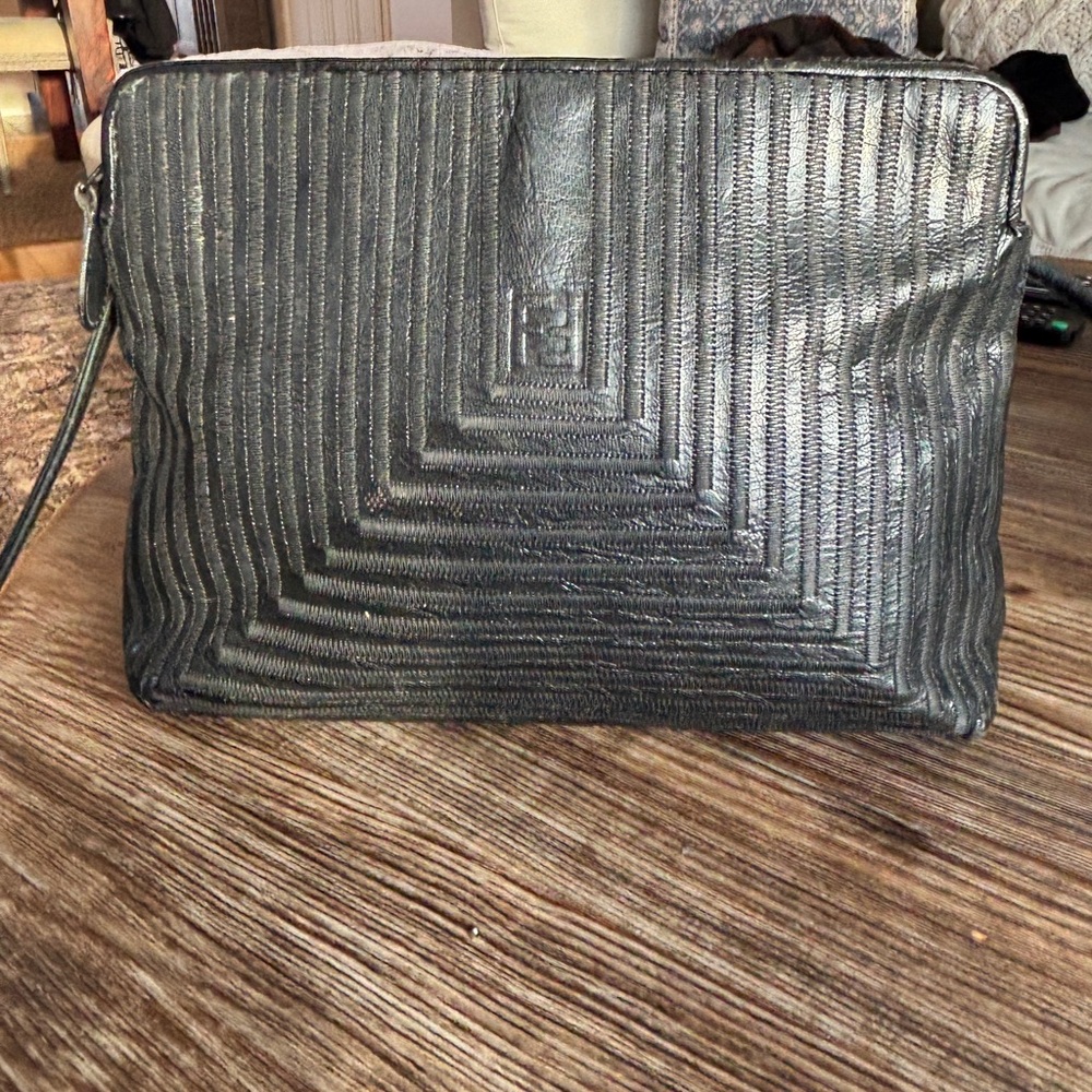 Vintage 80s FENDI Geometric texture envelope purse crossbody bag